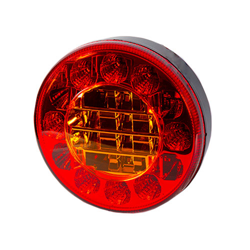 Světlo zadní 3-komorové – brzdové, obrysové, směrové, LED, 9–33 V, průměr 122 mm