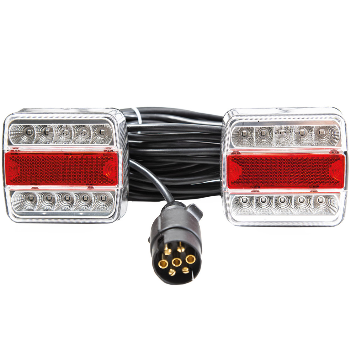 Světlo zadní 3-komorové magnetické – brzdové, obrysové, směrové, osvětlení SPZ, LED, 12 V