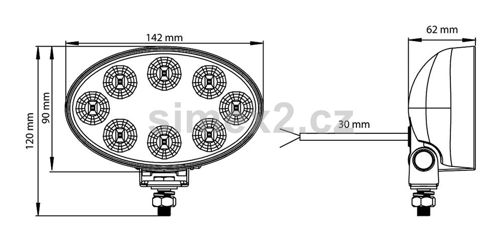 Pracovní světlo 1560 lumenů, 8× LED, 142 × 90 × 62 mm