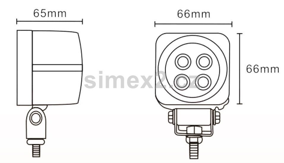 Pracovní světlo 780 lumenů, 4× LED, 66 × 66 × 65 mm