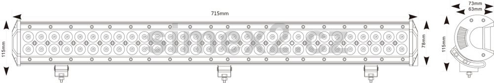 Pracovní světlo 12600 lumenů, 60× LED, 715 × 78 × 73 mm